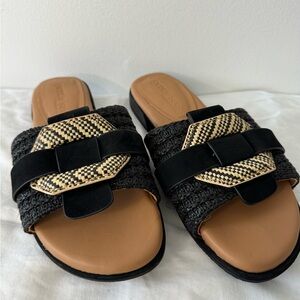 Gentle Souls Black and Tan Woven Sandals